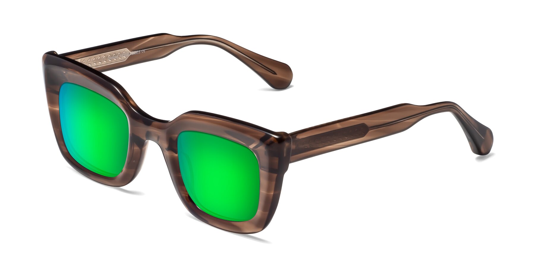 Angle of Homan in Chocolate with Green Mirrored Lenses