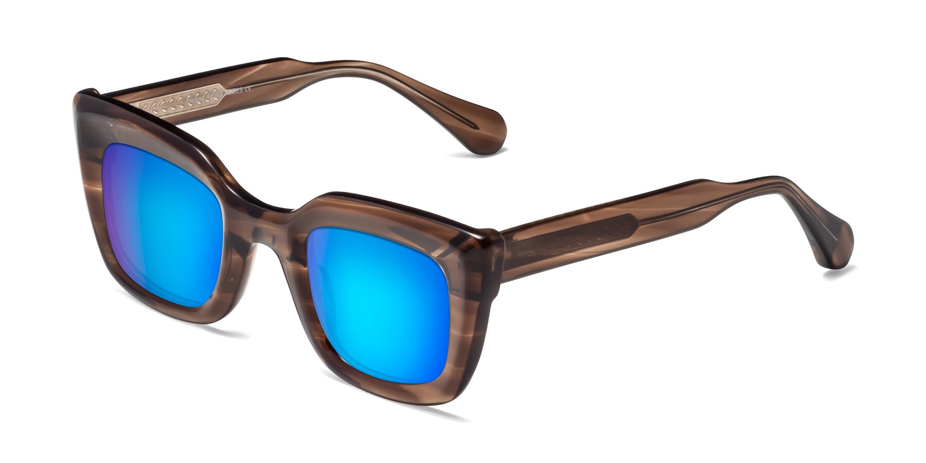 Angle of Homan in Chocolate with Blue Mirrored Lenses
