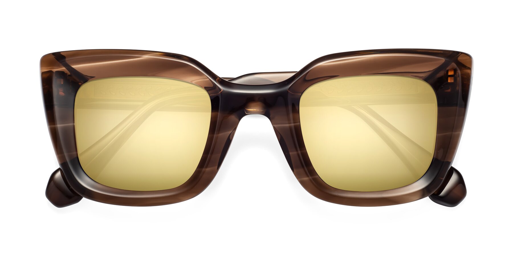 Folded Front of Homan in Chocolate with Gold Mirrored Lenses