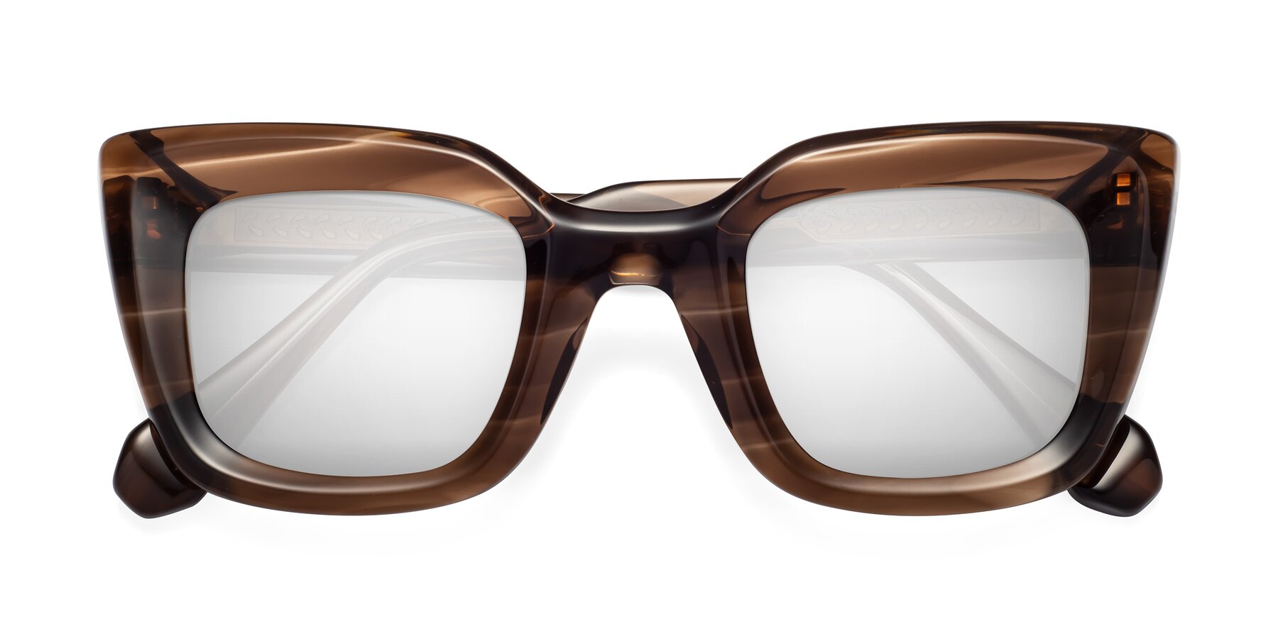 Folded Front of Homan in Chocolate with Silver Mirrored Lenses