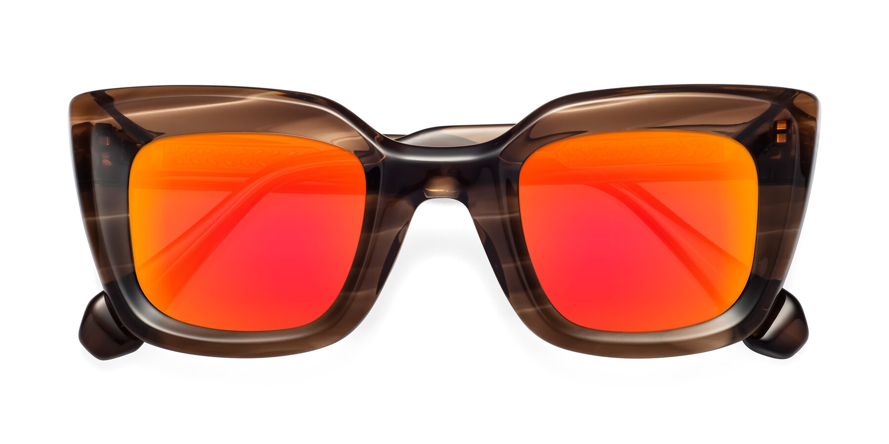 Folded Front of Homan in Chocolate with Red Gold Mirrored Lenses