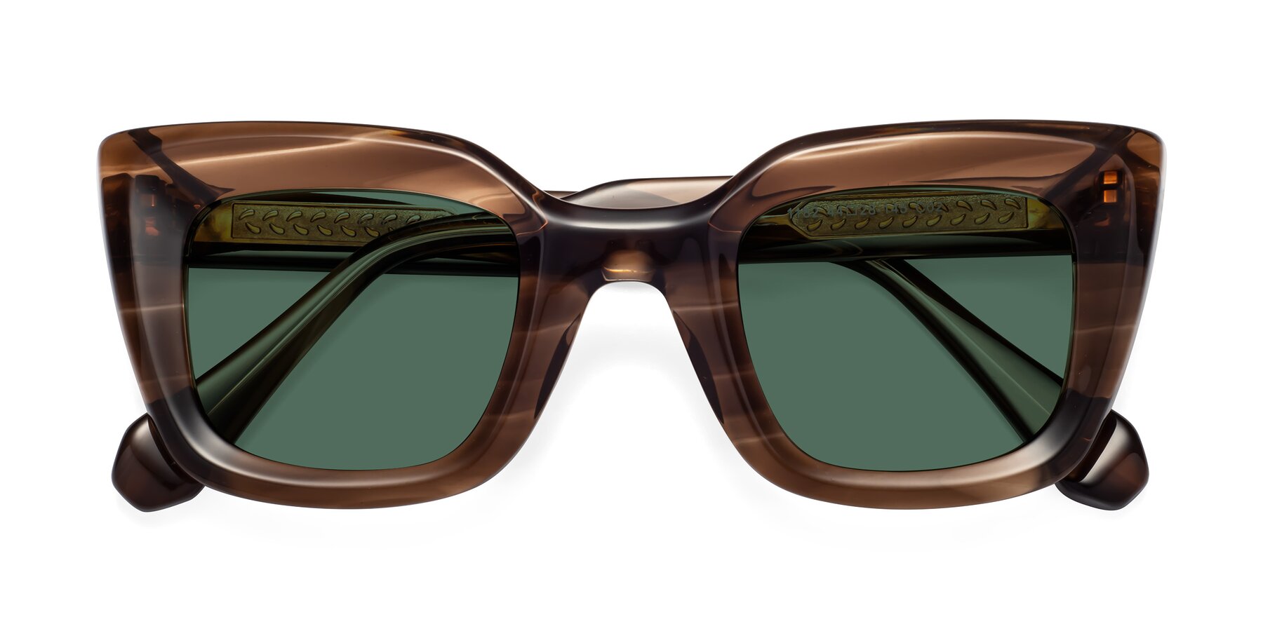 Folded Front of Homan in Chocolate with Green Polarized Lenses