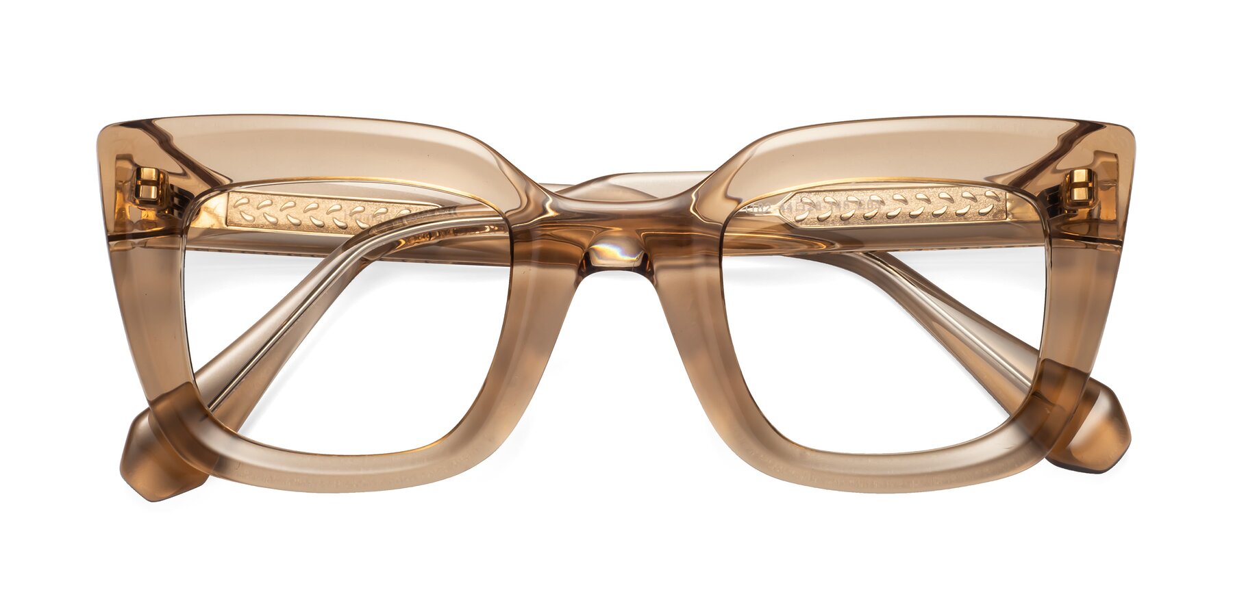 Folded Front of Homan in Amber with Clear Eyeglass Lenses
