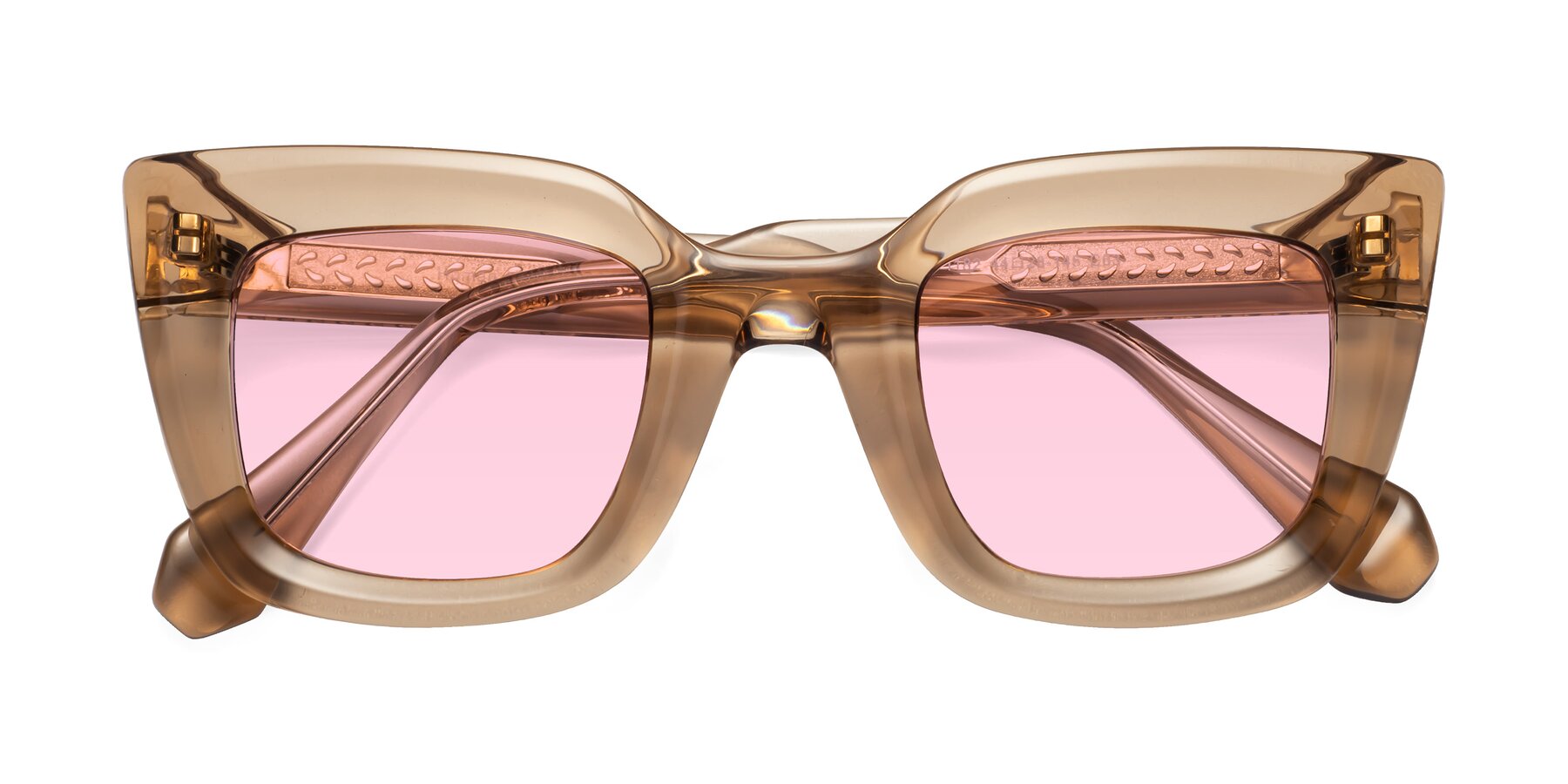 Folded Front of Homan in Amber with Light Pink Tinted Lenses