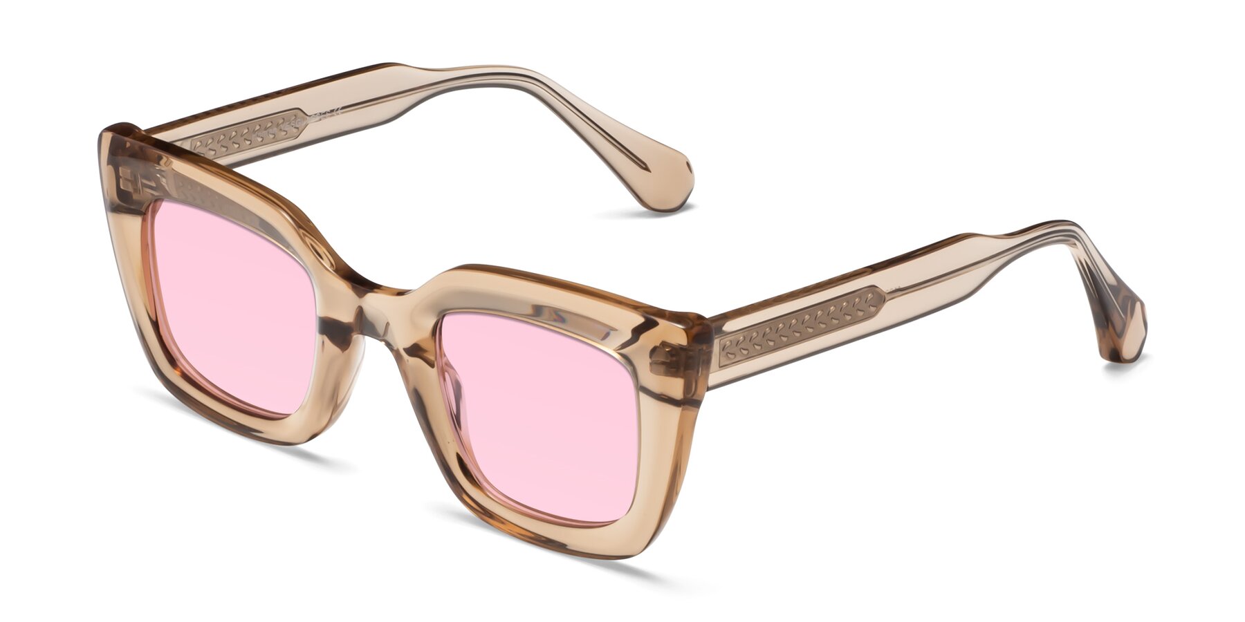 Angle of Homan in Amber with Light Pink Tinted Lenses