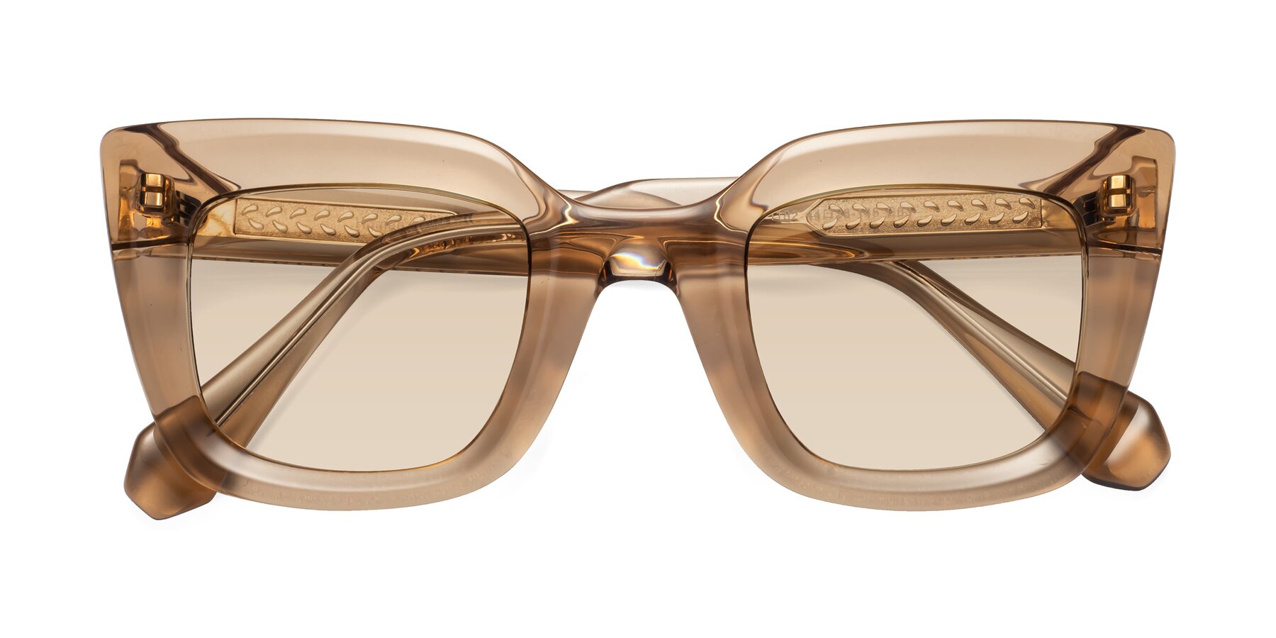 Folded Front of Homan in Amber with Light Brown Tinted Lenses
