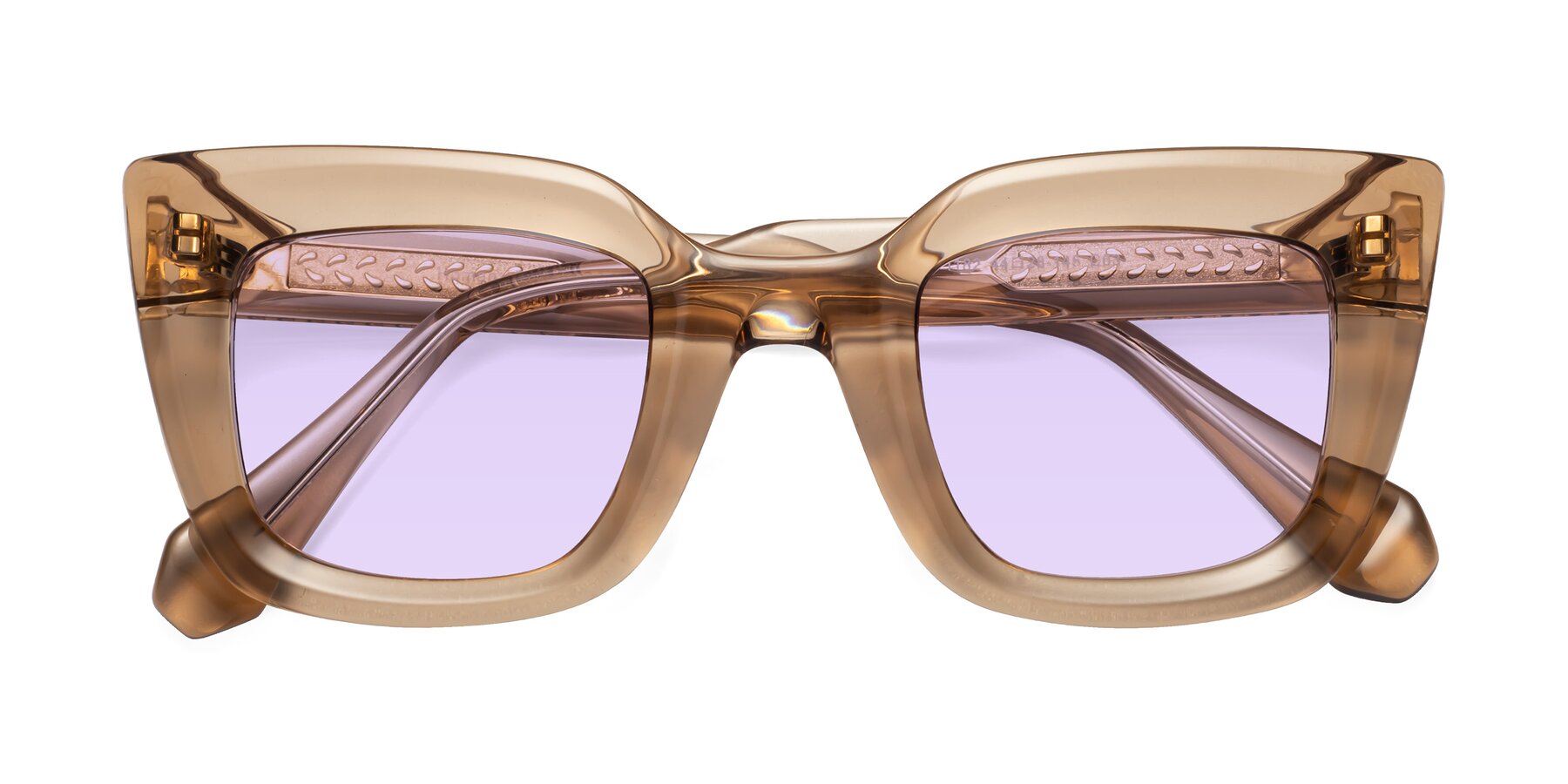 Folded Front of Homan in Amber with Light Purple Tinted Lenses