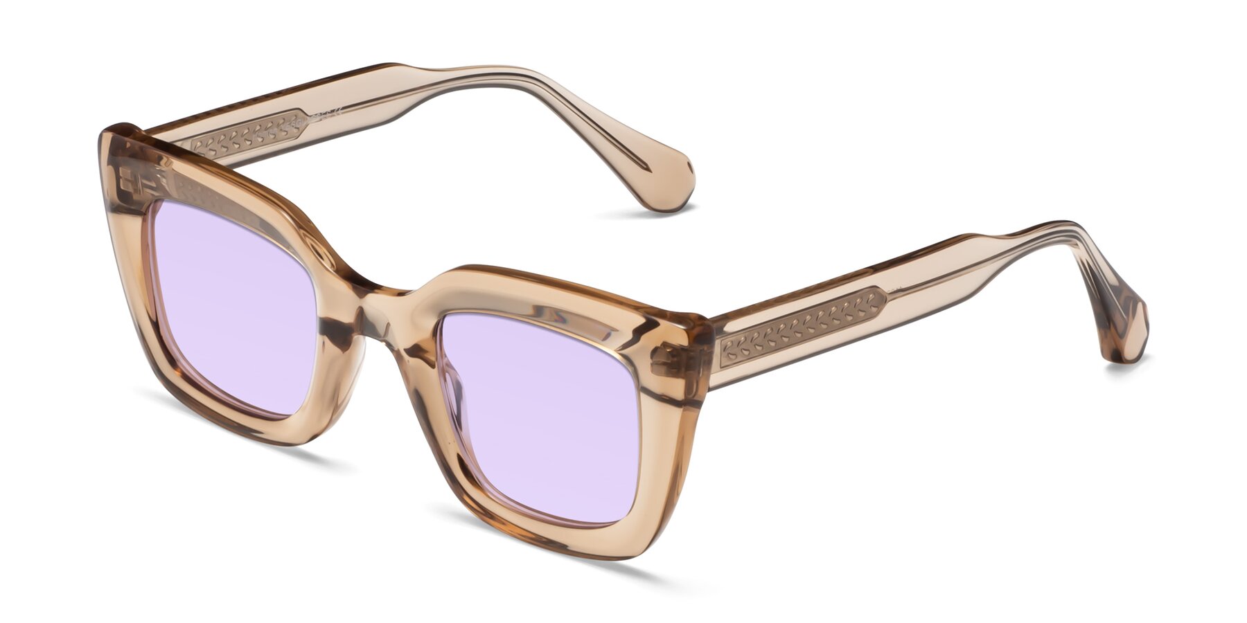 Angle of Homan in Amber with Light Purple Tinted Lenses
