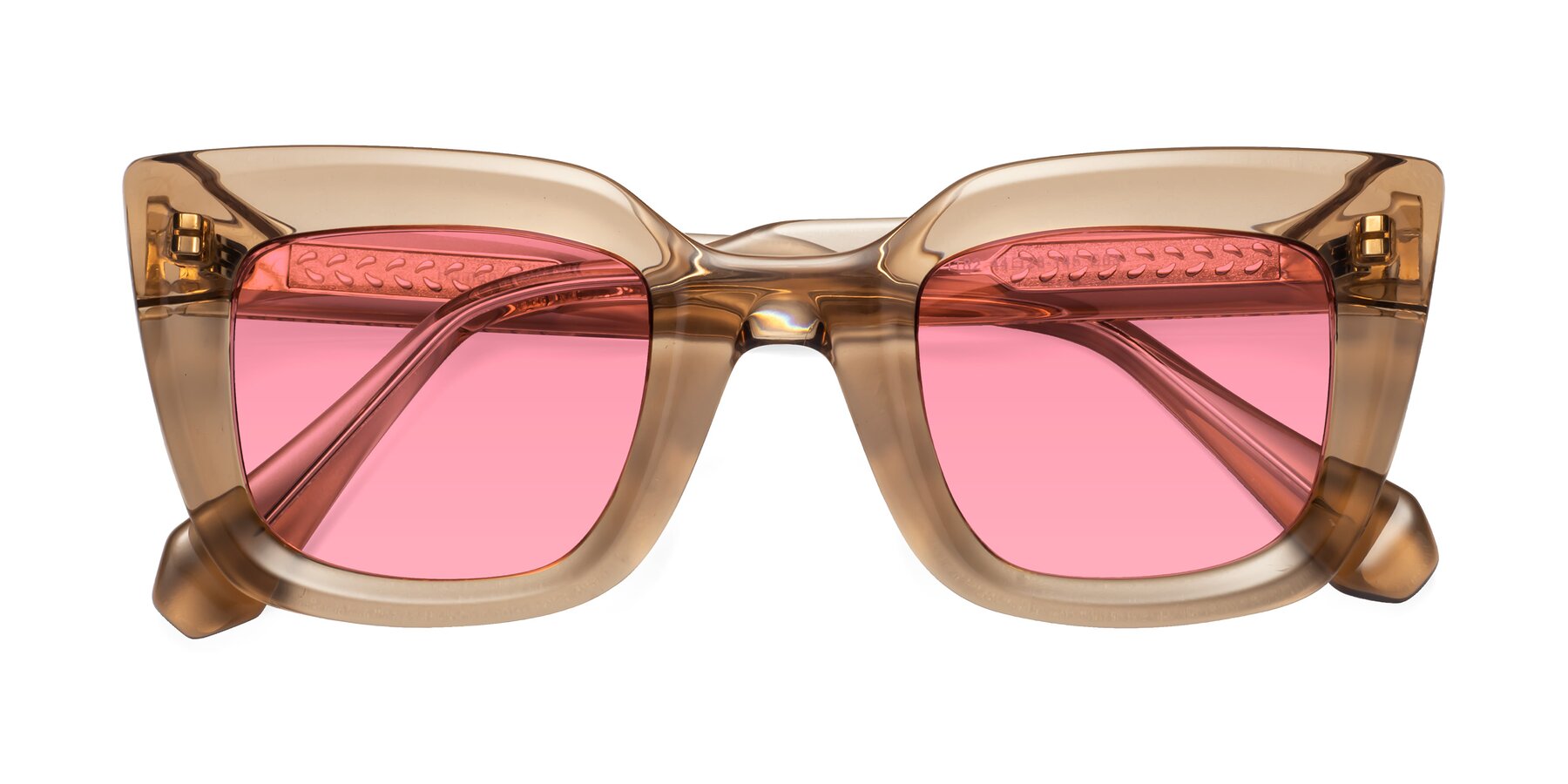Folded Front of Homan in Amber with Pink Tinted Lenses