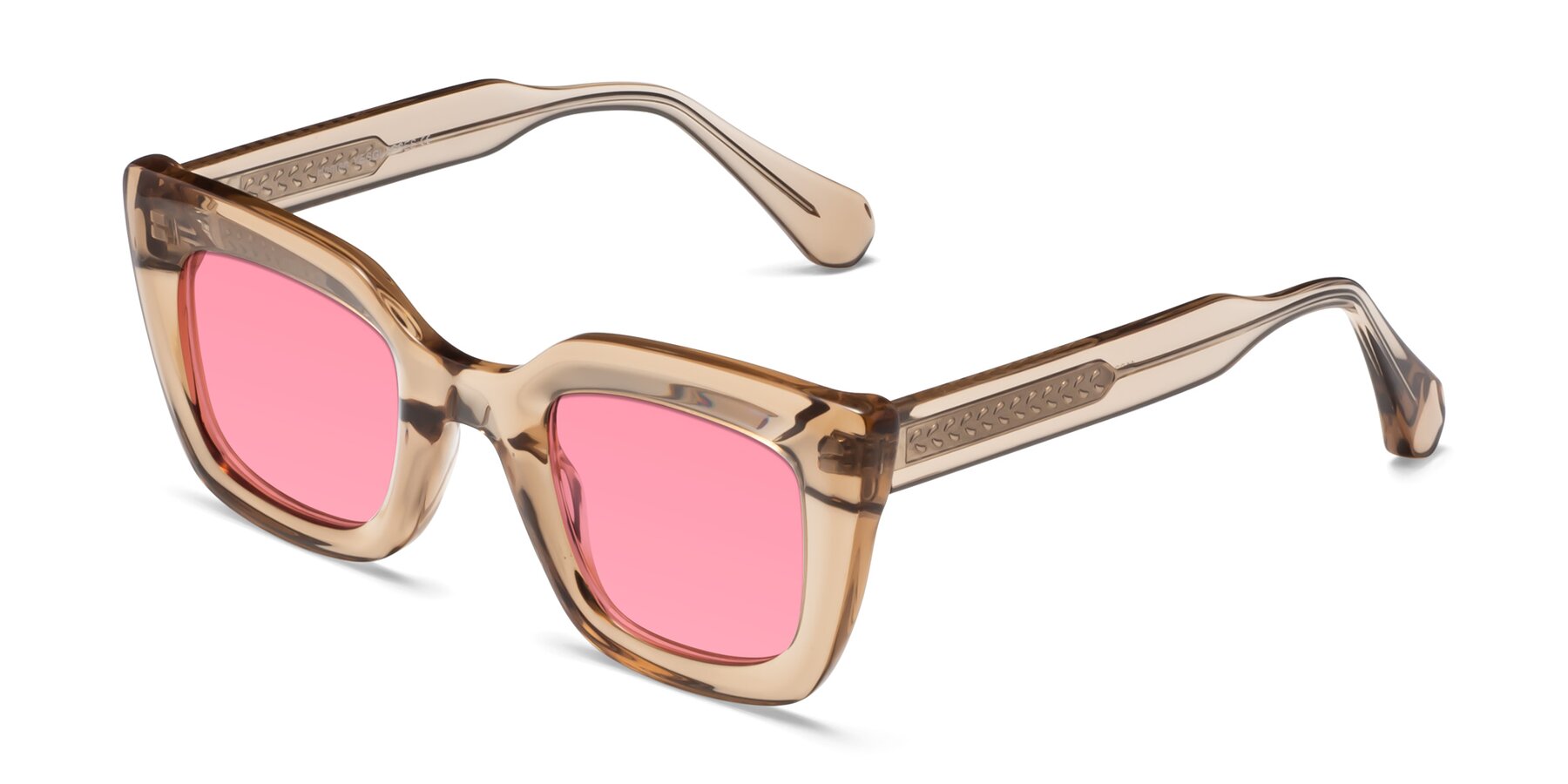 Angle of Homan in Amber with Pink Tinted Lenses