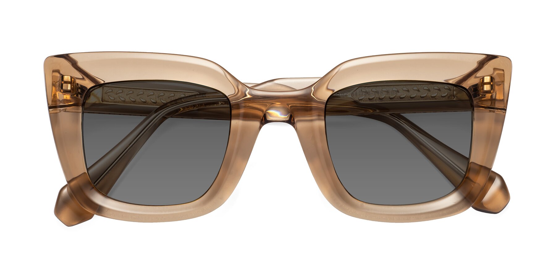 Folded Front of Homan in Amber with Medium Gray Tinted Lenses