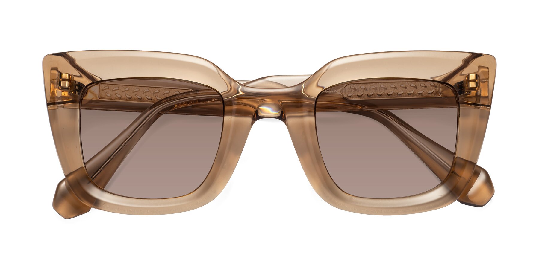 Folded Front of Homan in Amber with Medium Brown Tinted Lenses
