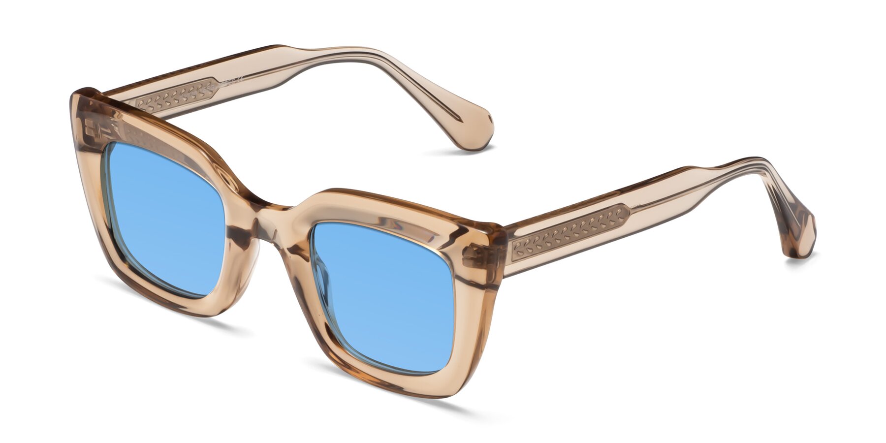 Angle of Homan in Amber with Medium Blue Tinted Lenses