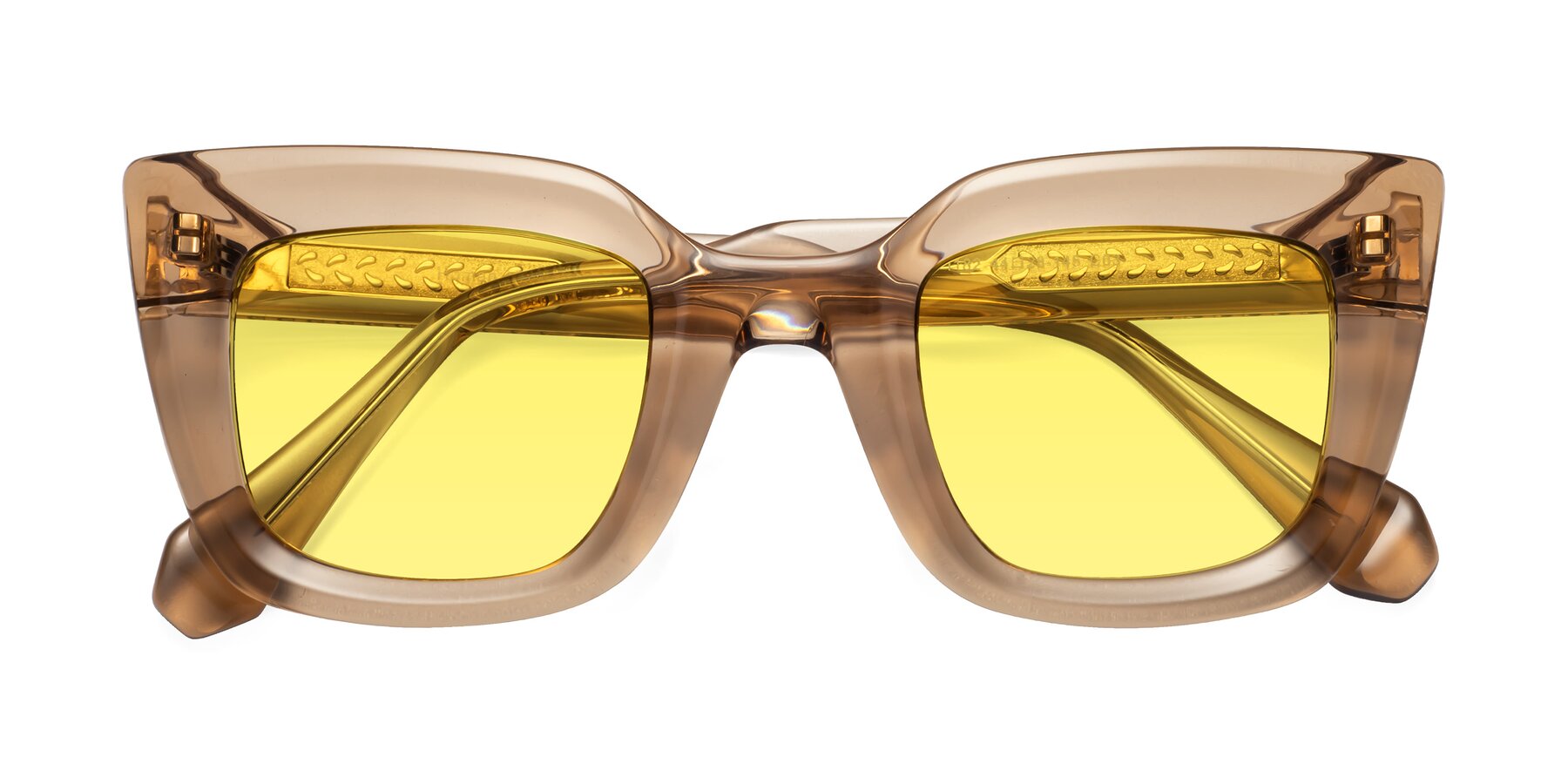 Folded Front of Homan in Amber with Medium Yellow Tinted Lenses