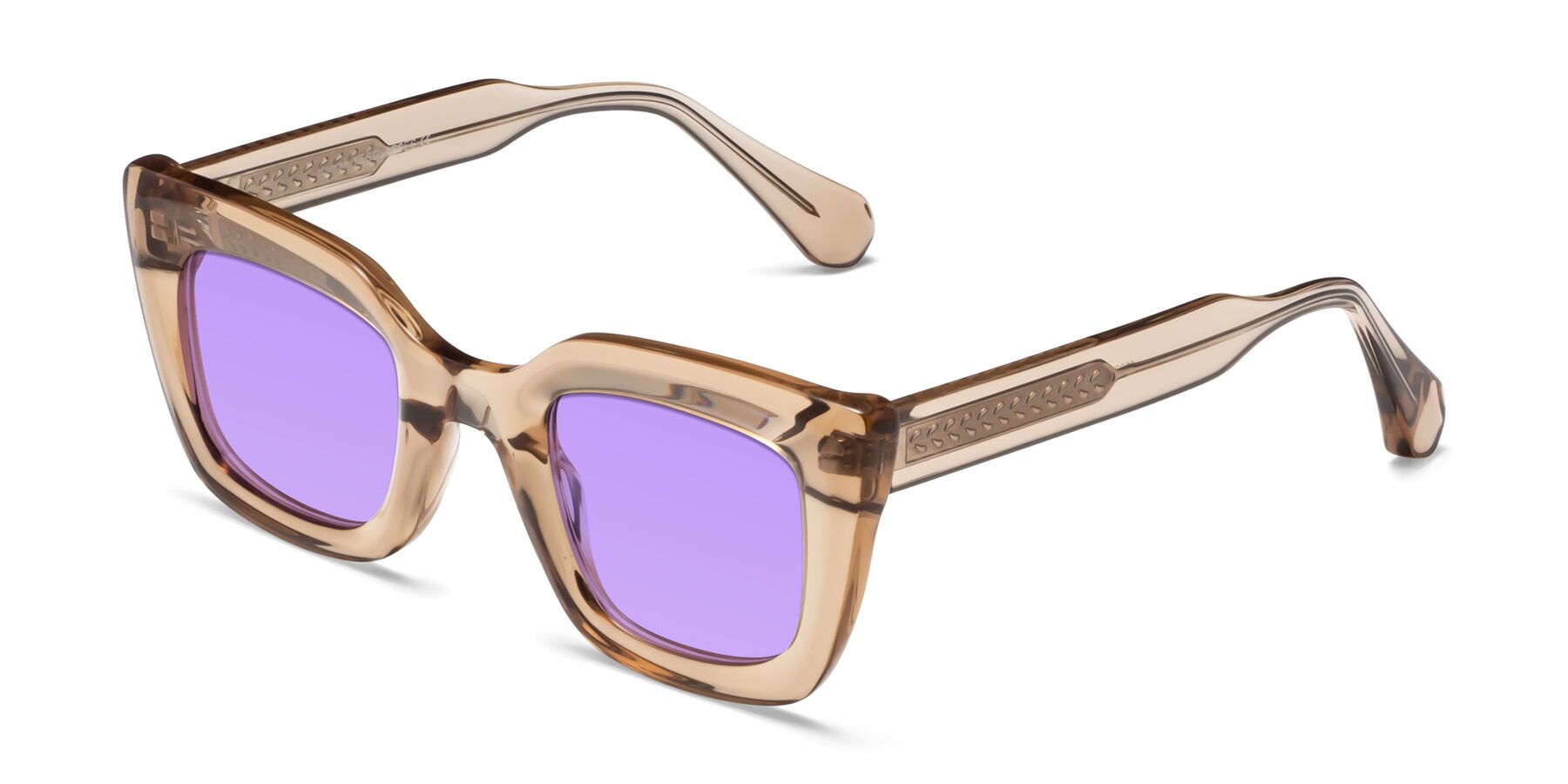 Angle of Homan in Amber with Medium Purple Tinted Lenses