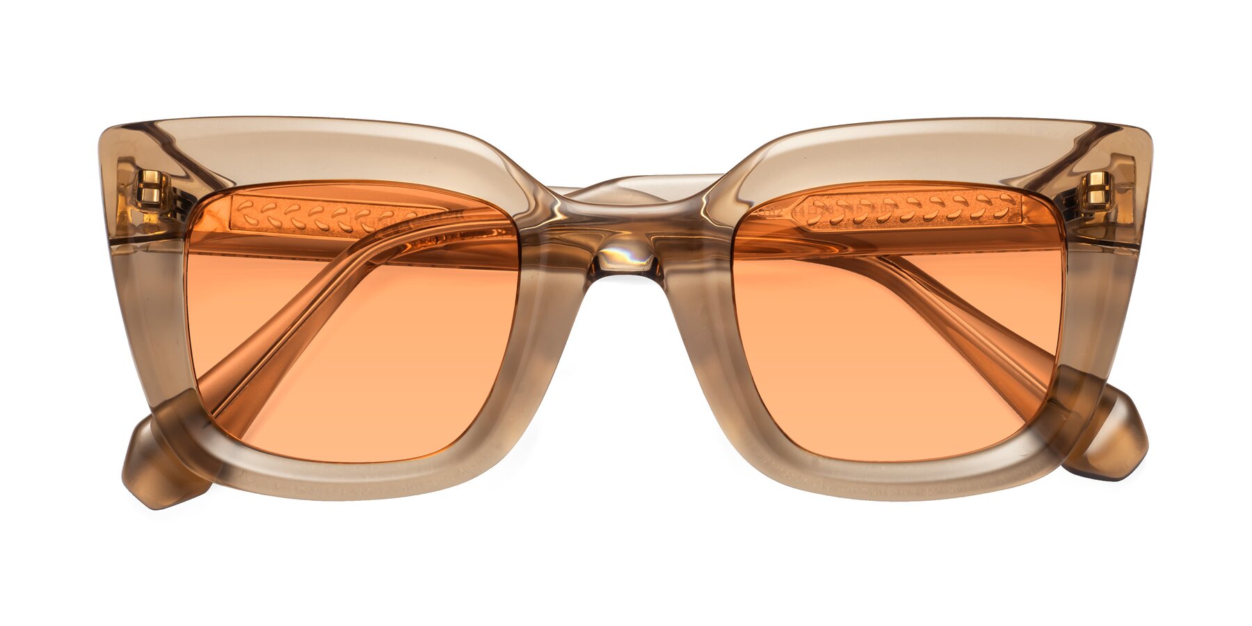 Folded Front of Homan in Amber with Medium Orange Tinted Lenses