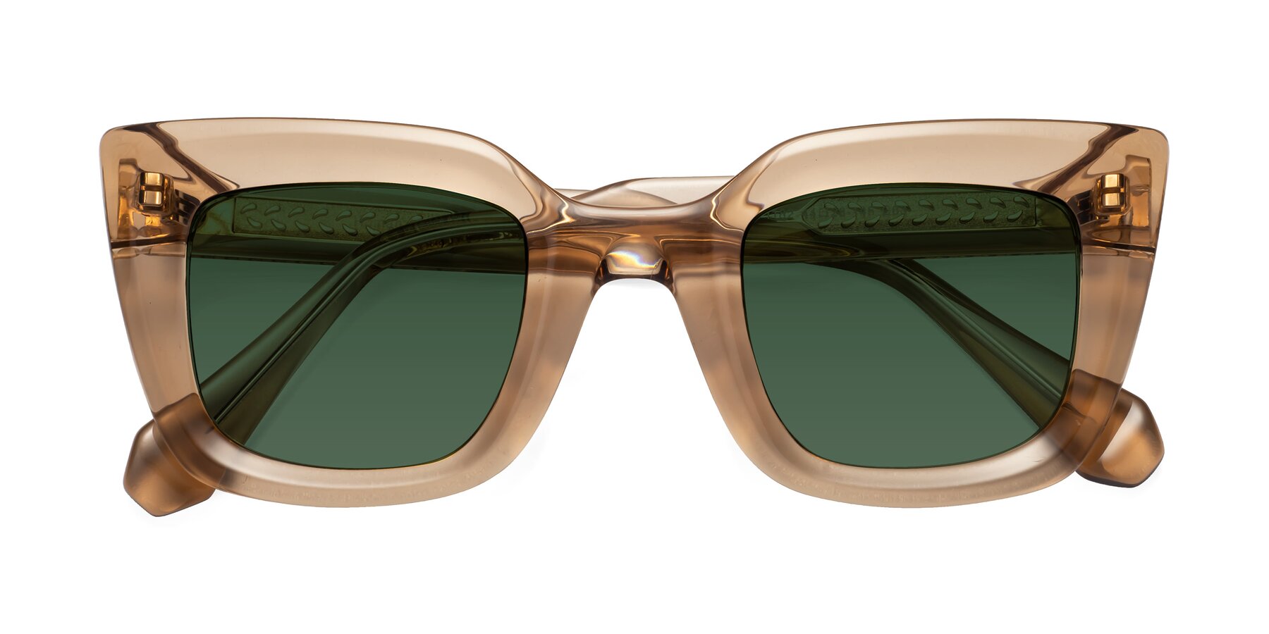Folded Front of Homan in Amber with Green Tinted Lenses
