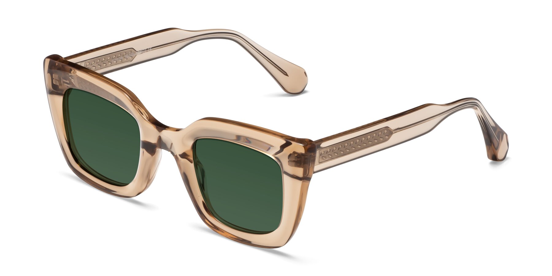 Angle of Homan in Amber with Green Tinted Lenses