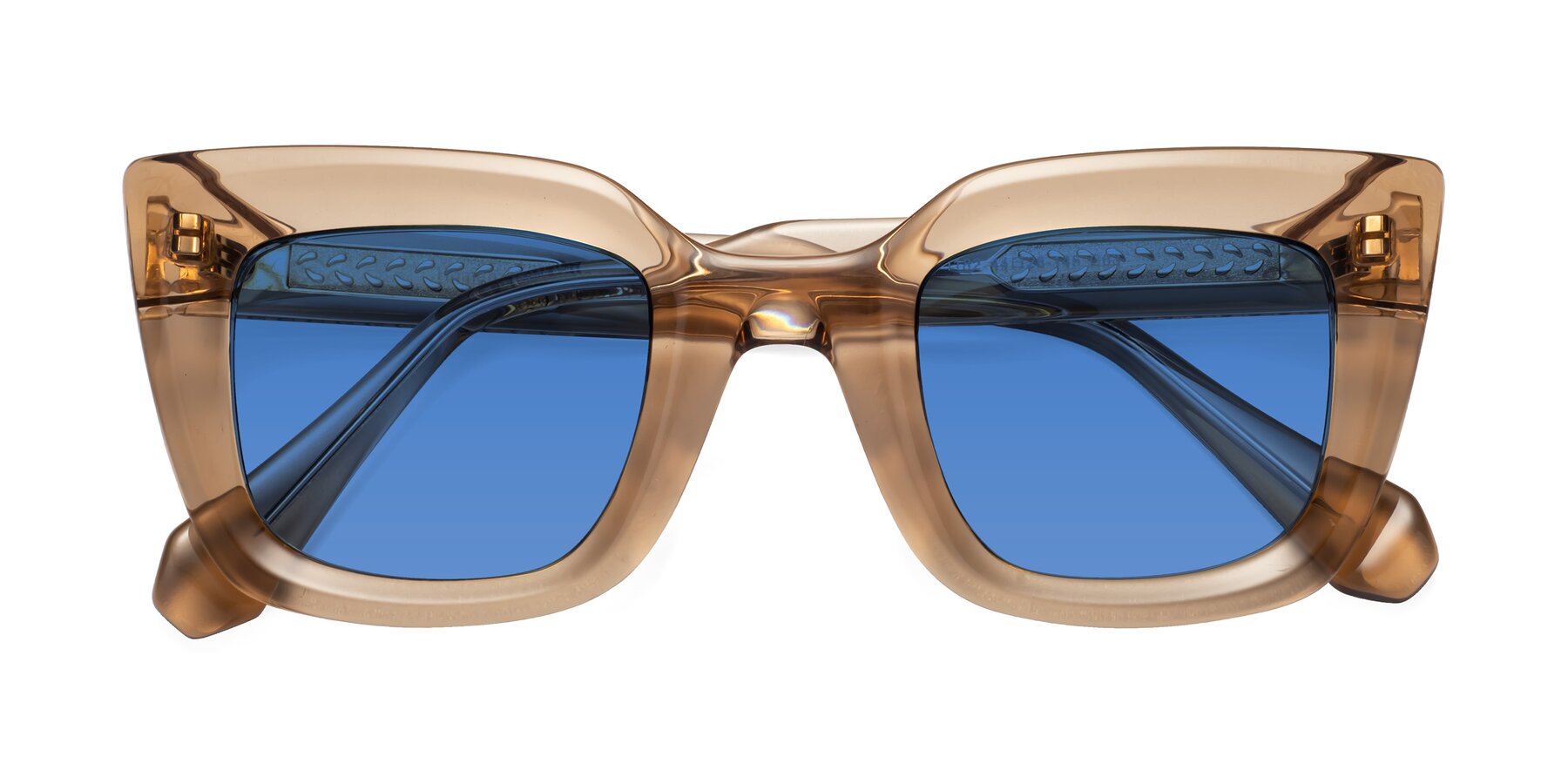 Folded Front of Homan in Amber with Blue Tinted Lenses