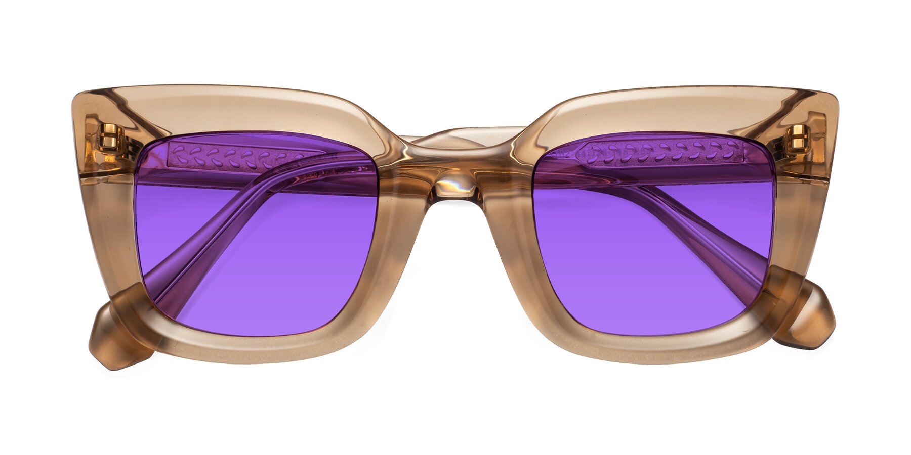 Folded Front of Homan in Amber with Purple Tinted Lenses
