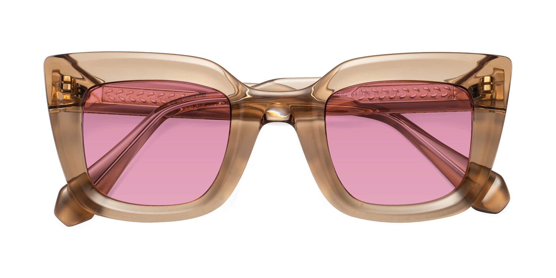 Folded Front of Homan in Amber with Medium Wine Tinted Lenses