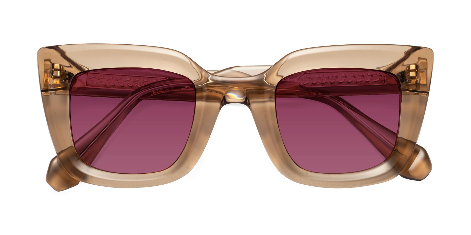 Folded Front of Homan in Amber with Wine Tinted Lenses