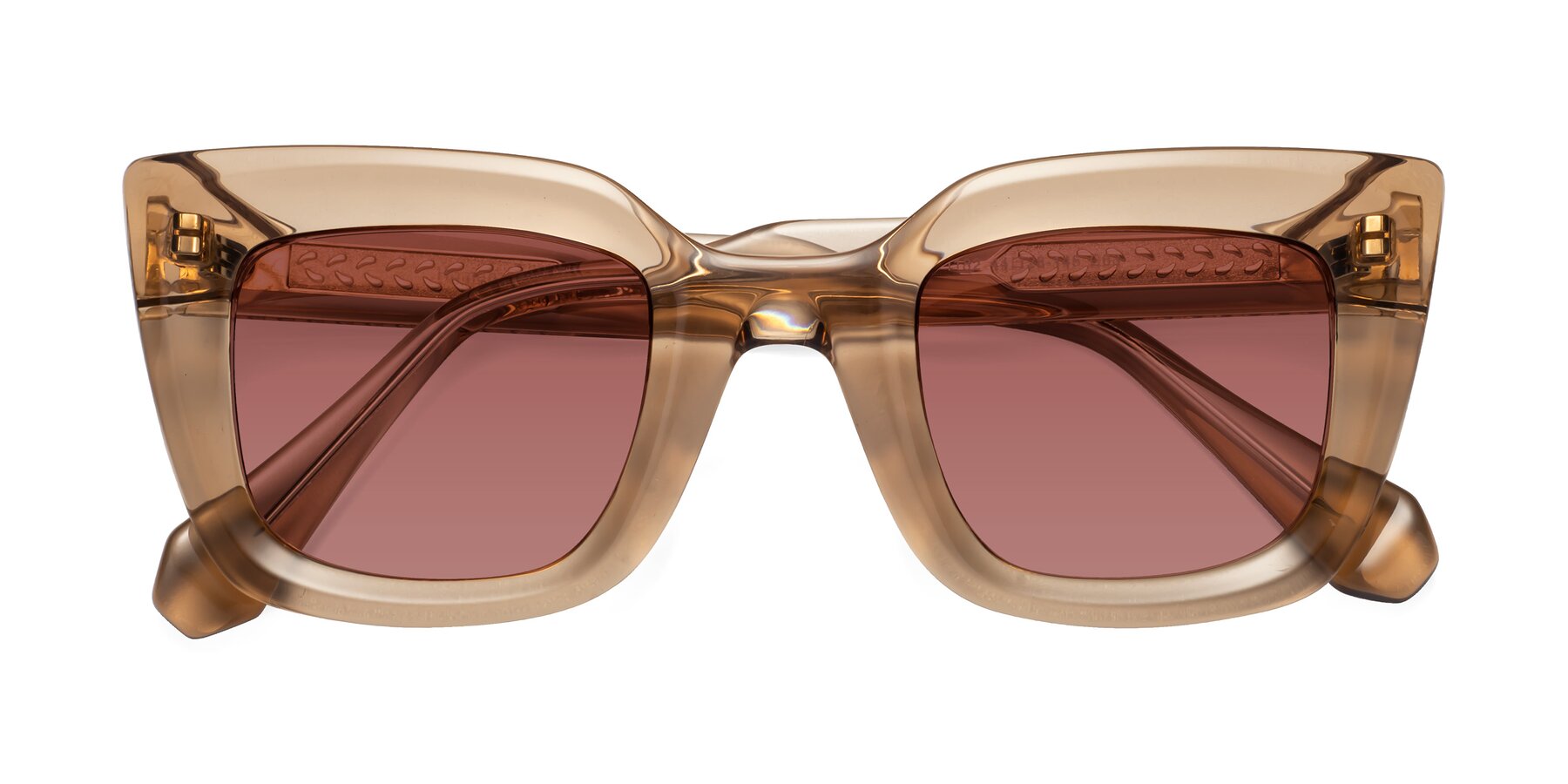 Folded Front of Homan in Amber with Garnet Tinted Lenses