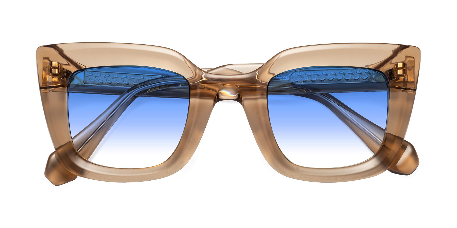 Folded Front of Homan in Amber with Blue Gradient Lenses