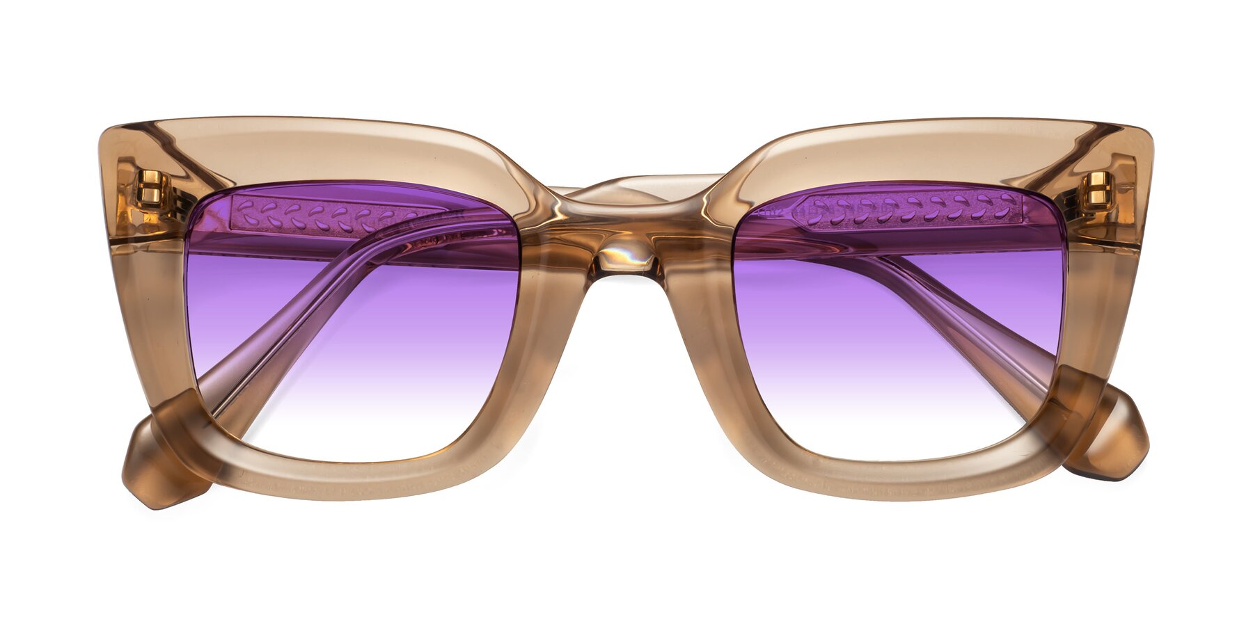 Folded Front of Homan in Amber with Purple Gradient Lenses