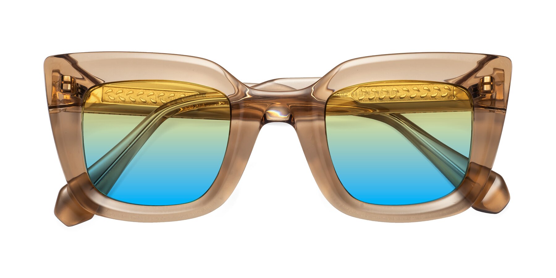 Folded Front of Homan in Amber with Yellow / Blue Gradient Lenses