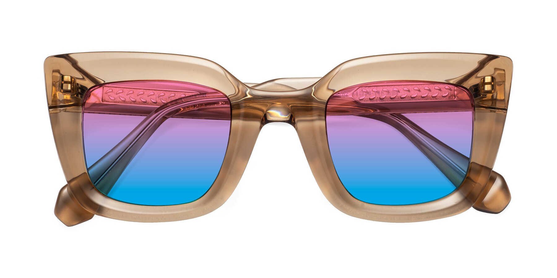 Folded Front of Homan in Amber with Pink / Blue Gradient Lenses