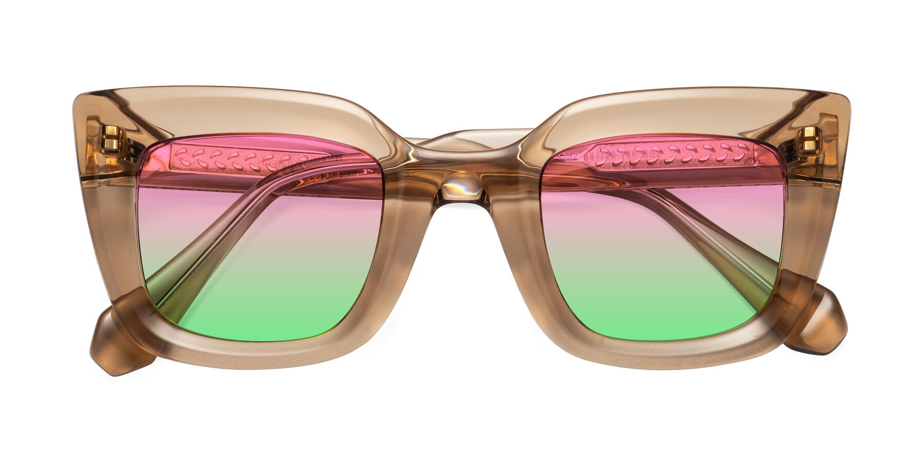 Folded Front of Homan in Amber with Pink / Green Gradient Lenses