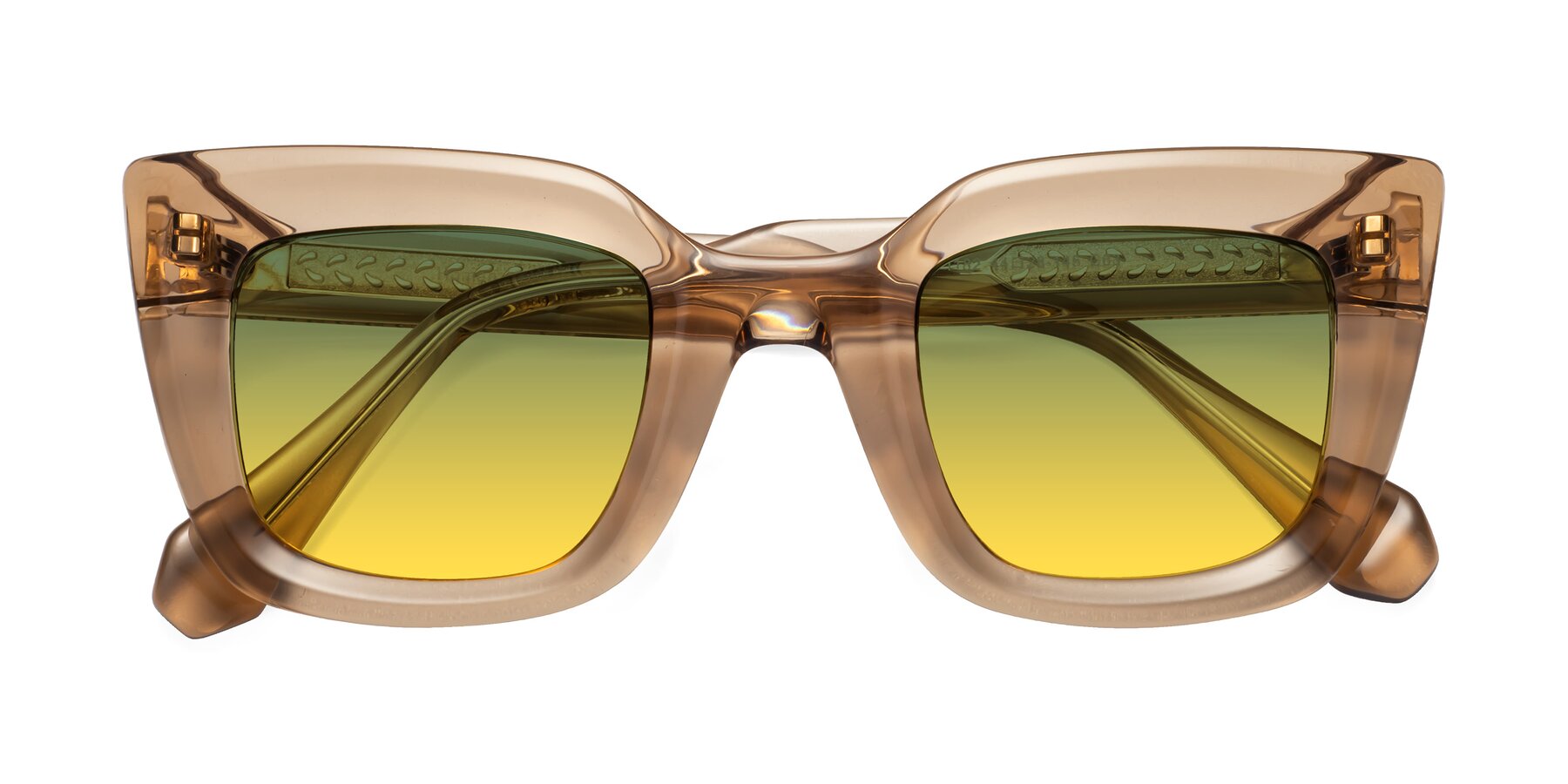 Folded Front of Homan in Amber with Green / Yellow Gradient Lenses