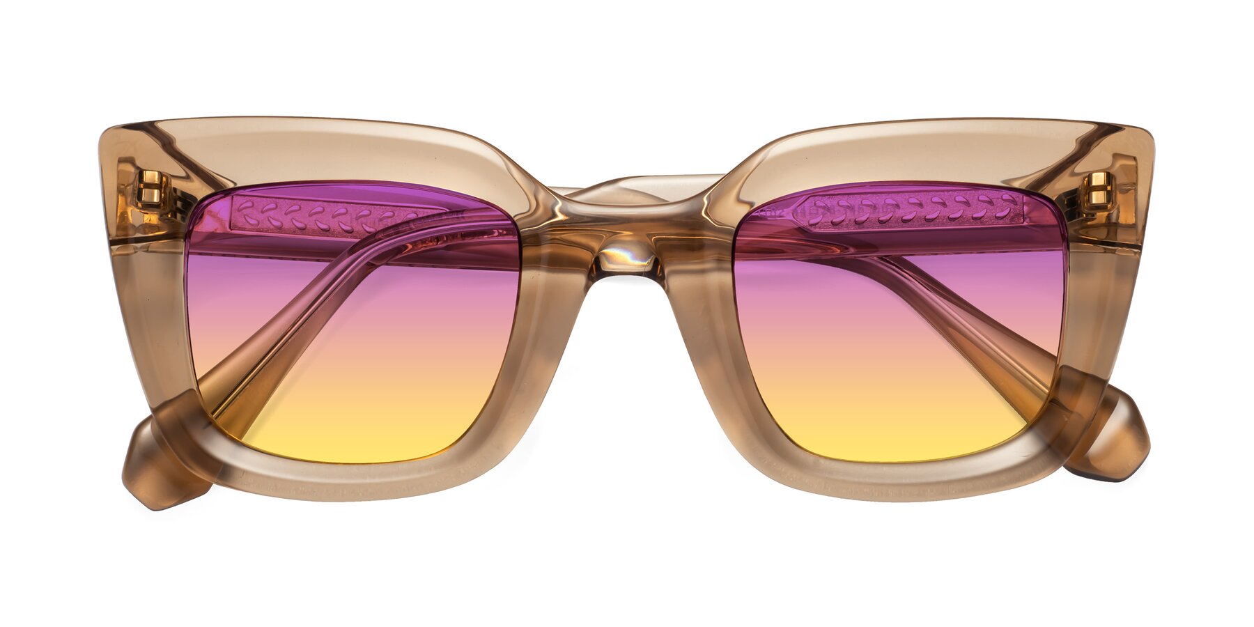 Folded Front of Homan in Amber with Purple / Yellow Gradient Lenses