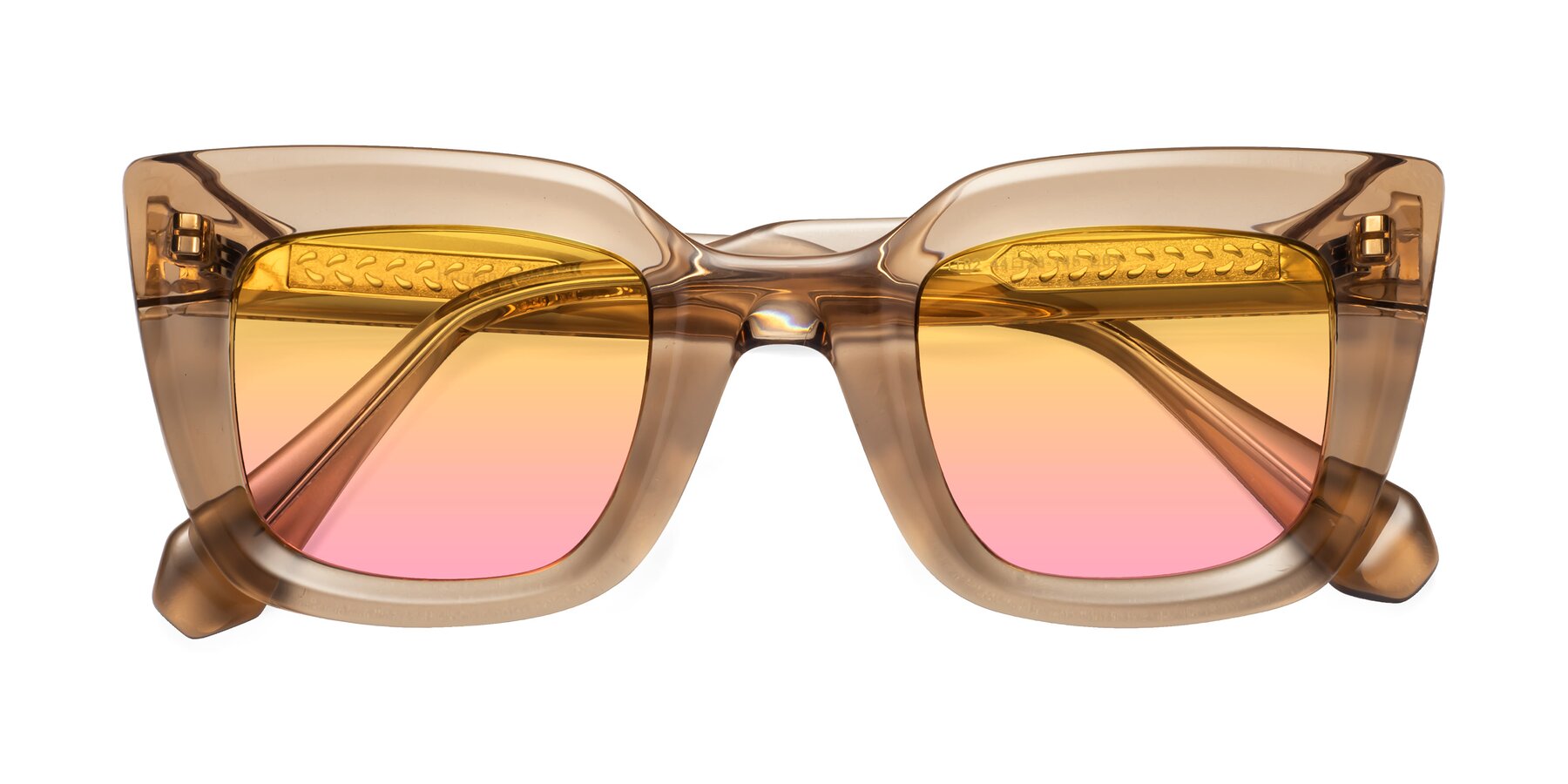 Folded Front of Homan in Amber with Yellow / Pink Gradient Lenses