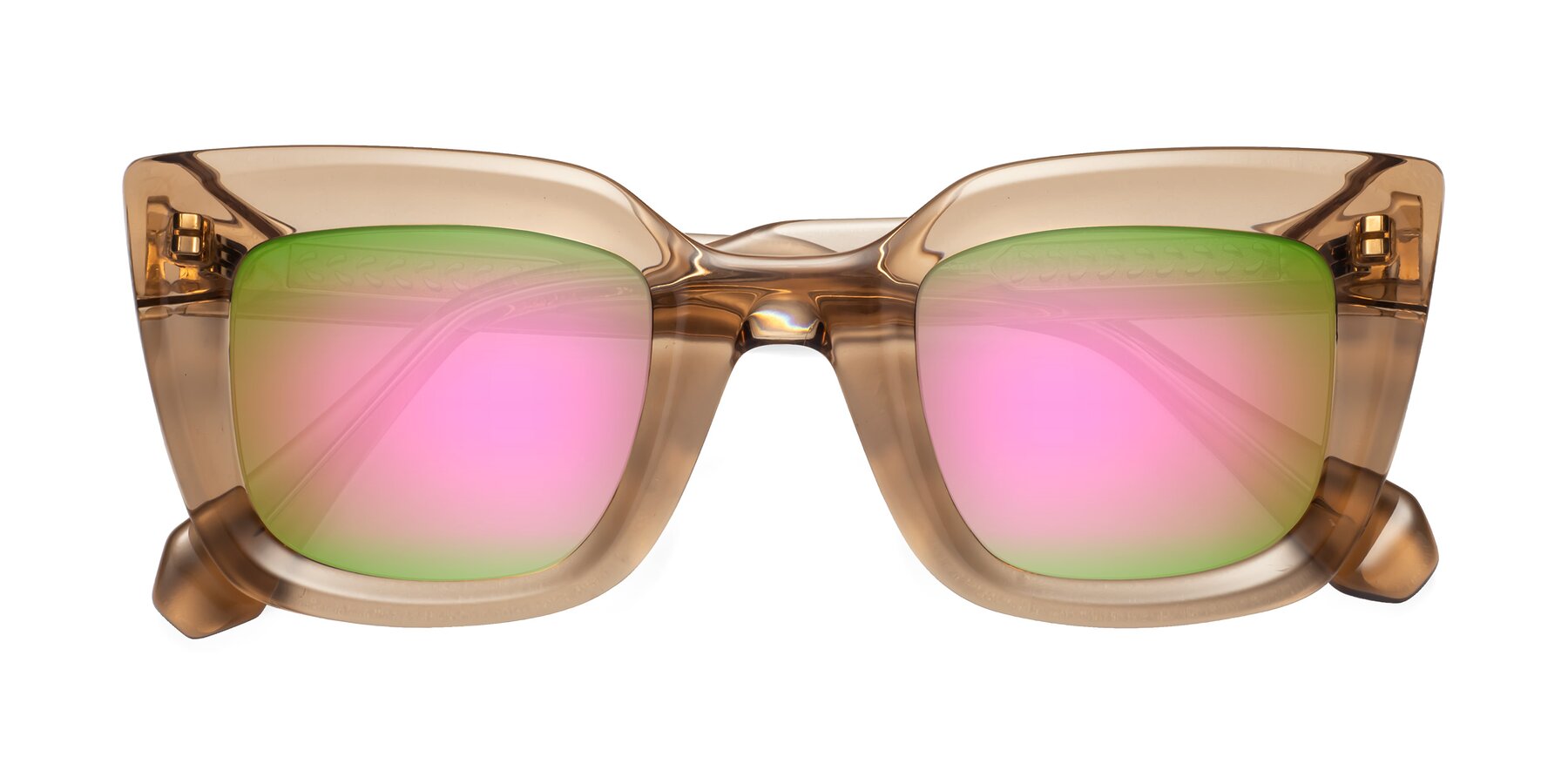 Folded Front of Homan in Amber with Pink Mirrored Lenses