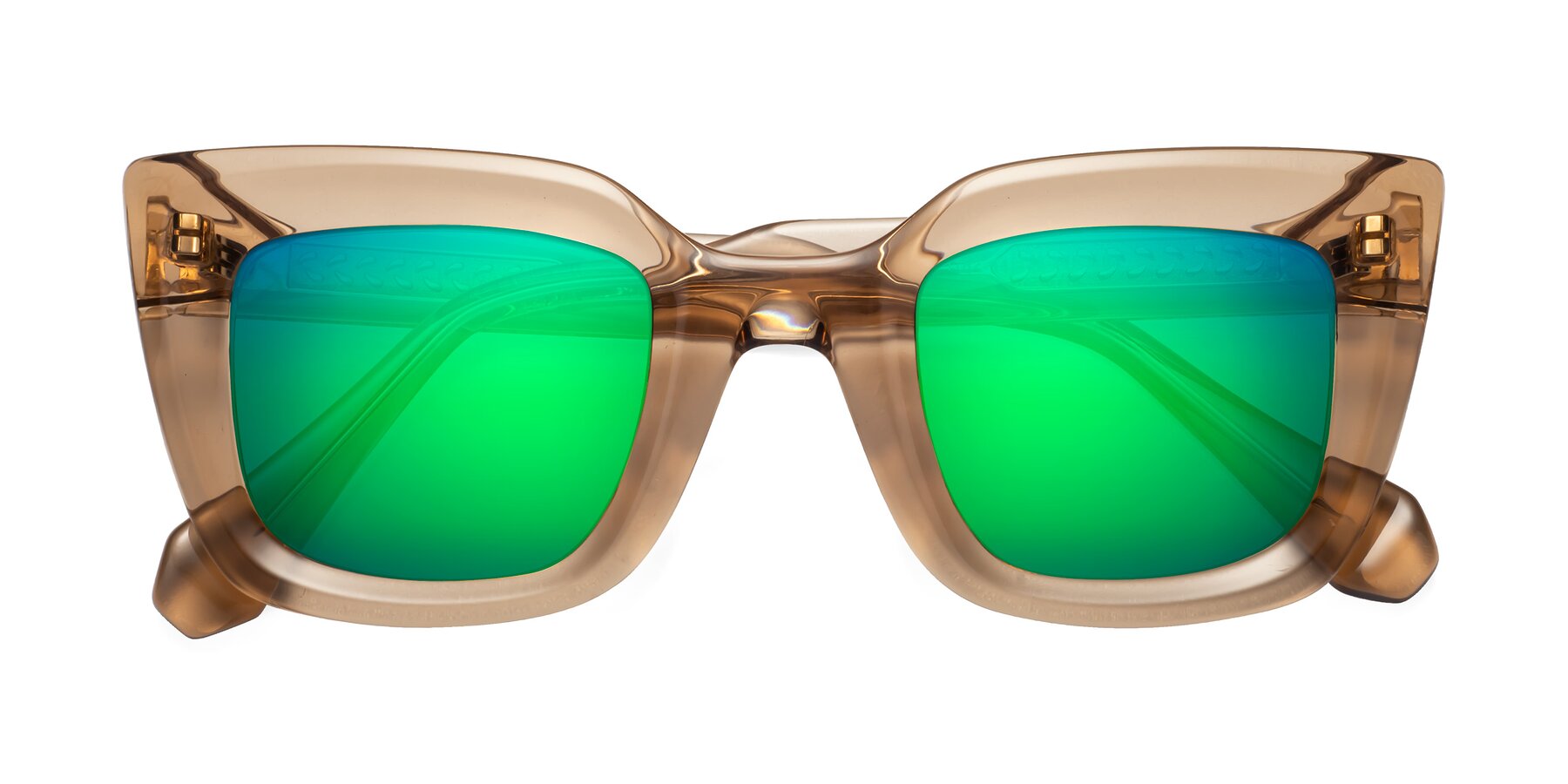Folded Front of Homan in Amber with Green Mirrored Lenses