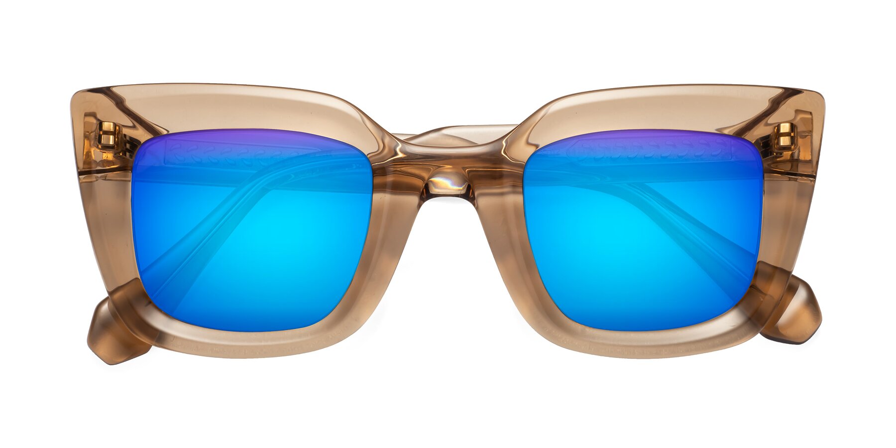 Folded Front of Homan in Amber with Blue Mirrored Lenses