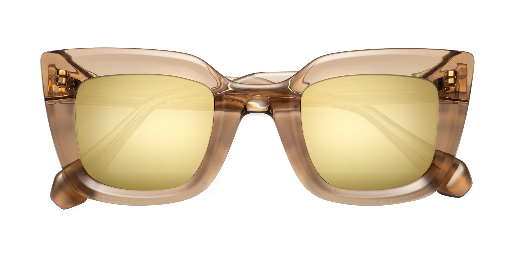 Folded Front of Homan in Amber with Gold Mirrored Lenses
