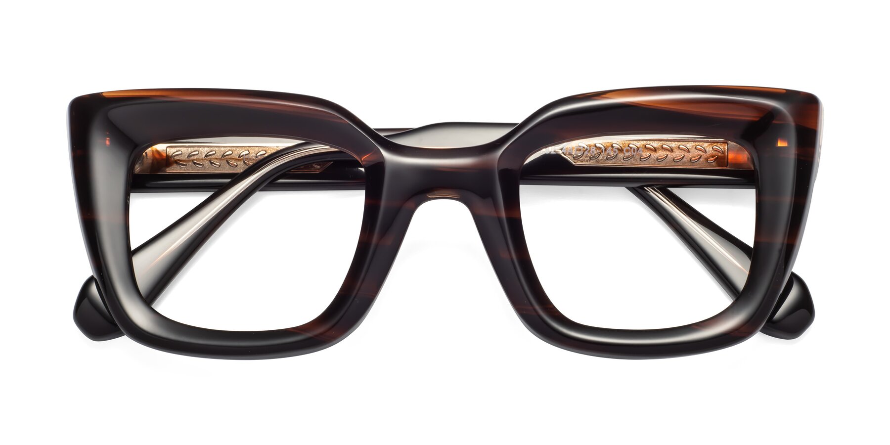 Folded Front of Homan in Dark Brown with Clear Reading Eyeglass Lenses