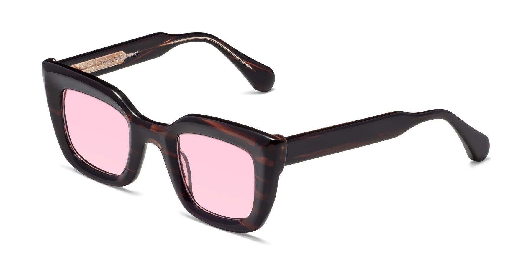 Angle of Homan in Dark Brown with Light Pink Tinted Lenses