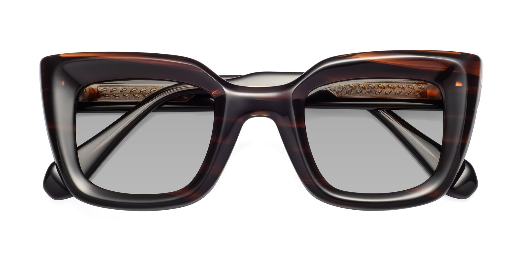 Folded Front of Homan in Dark Brown with Light Gray Tinted Lenses