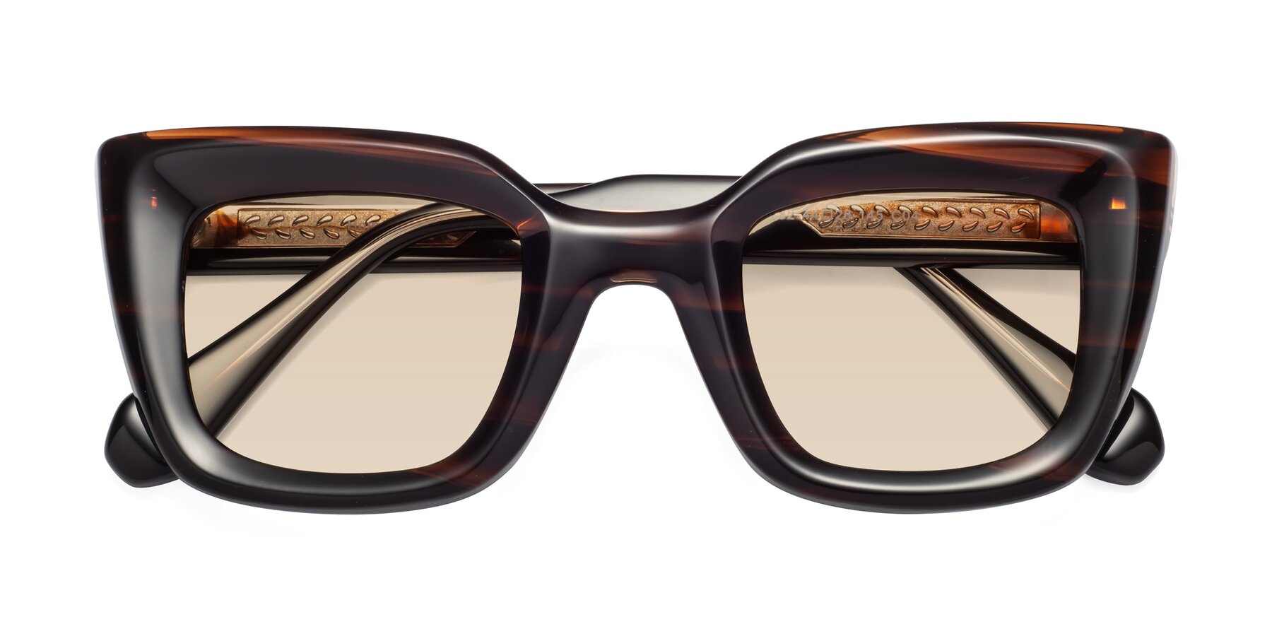 Folded Front of Homan in Dark Brown with Light Brown Tinted Lenses