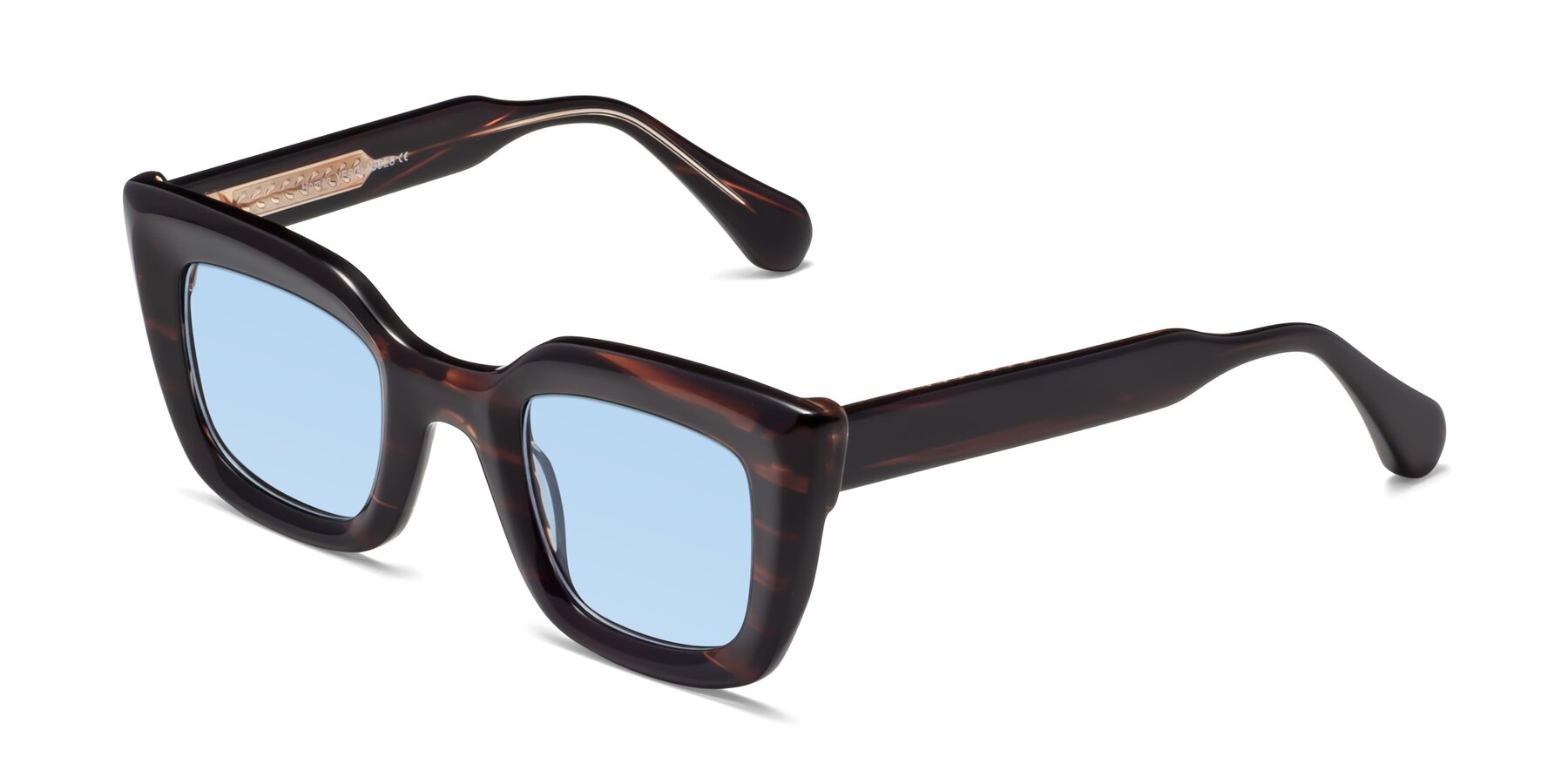 Angle of Homan in Dark Brown with Light Blue Tinted Lenses