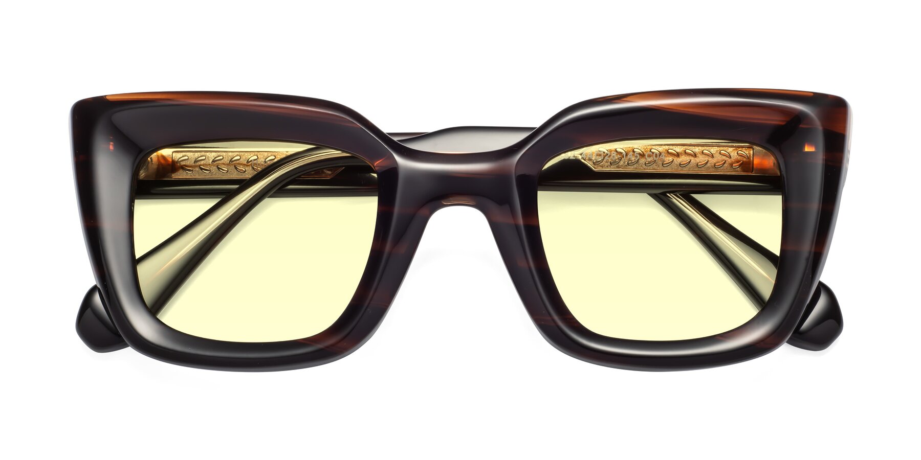 Folded Front of Homan in Dark Brown with Light Yellow Tinted Lenses