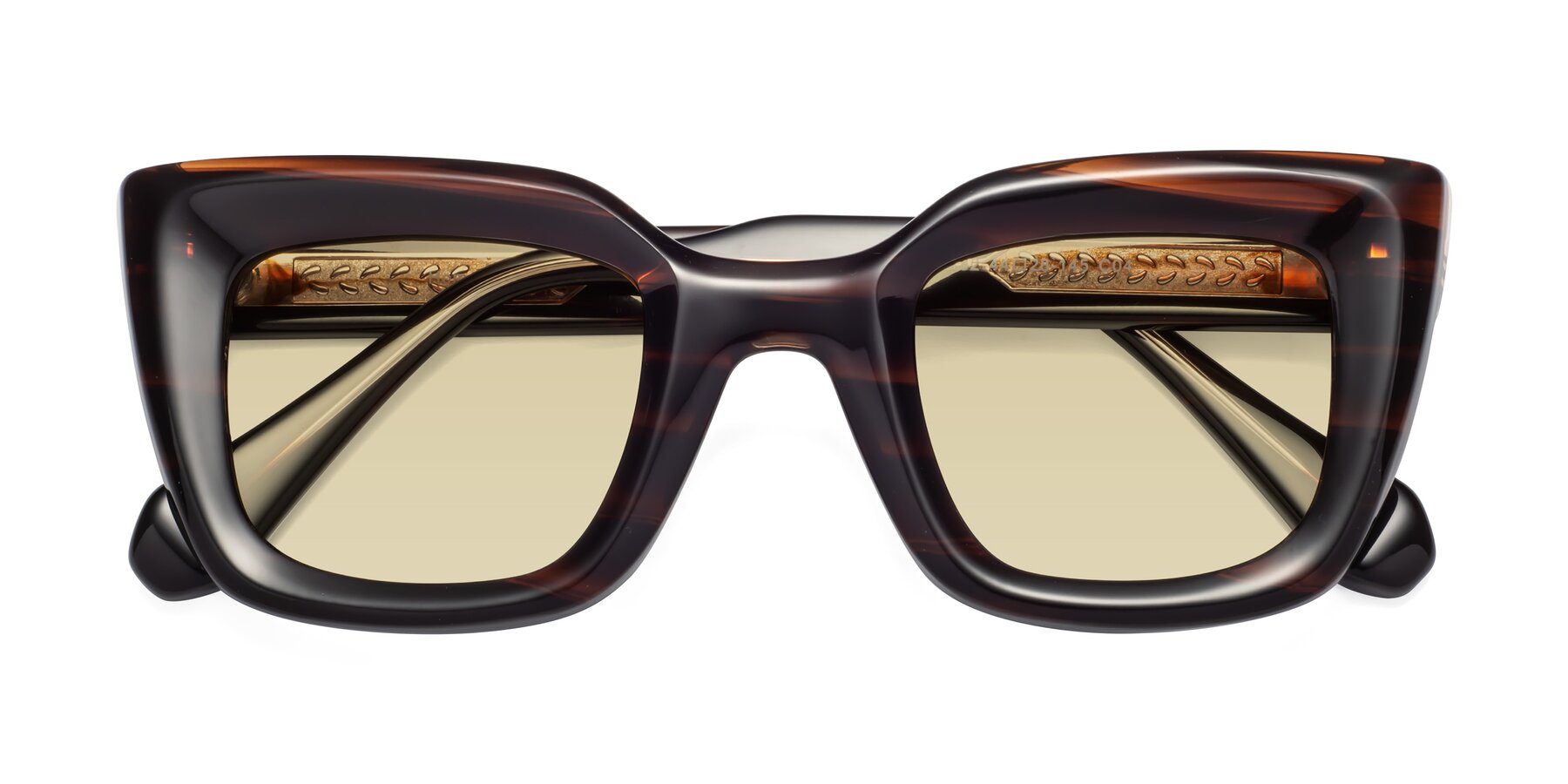 Folded Front of Homan in Dark Brown with Light Champagne Tinted Lenses