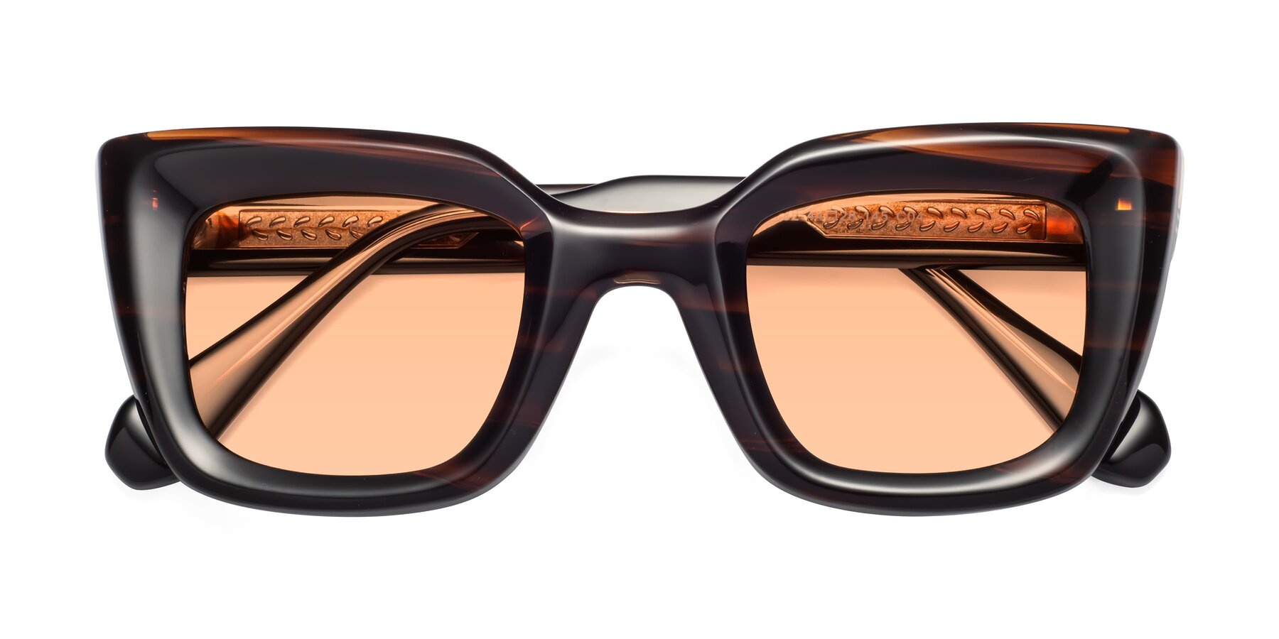 Folded Front of Homan in Dark Brown with Light Orange Tinted Lenses