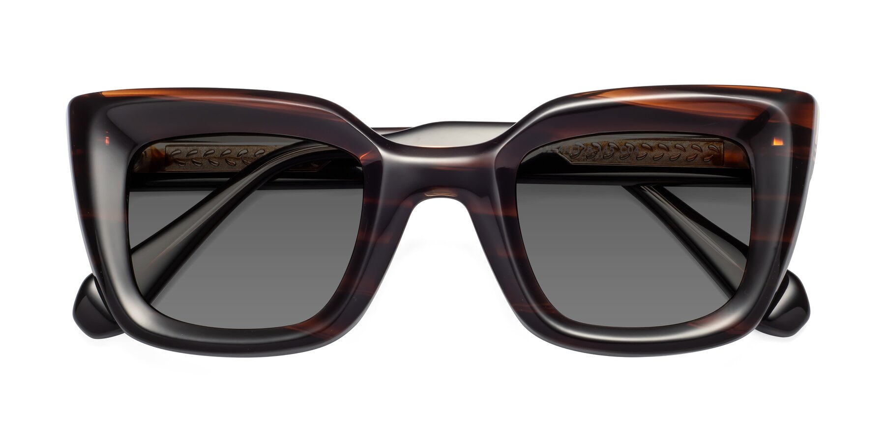 Folded Front of Homan in Dark Brown with Medium Gray Tinted Lenses