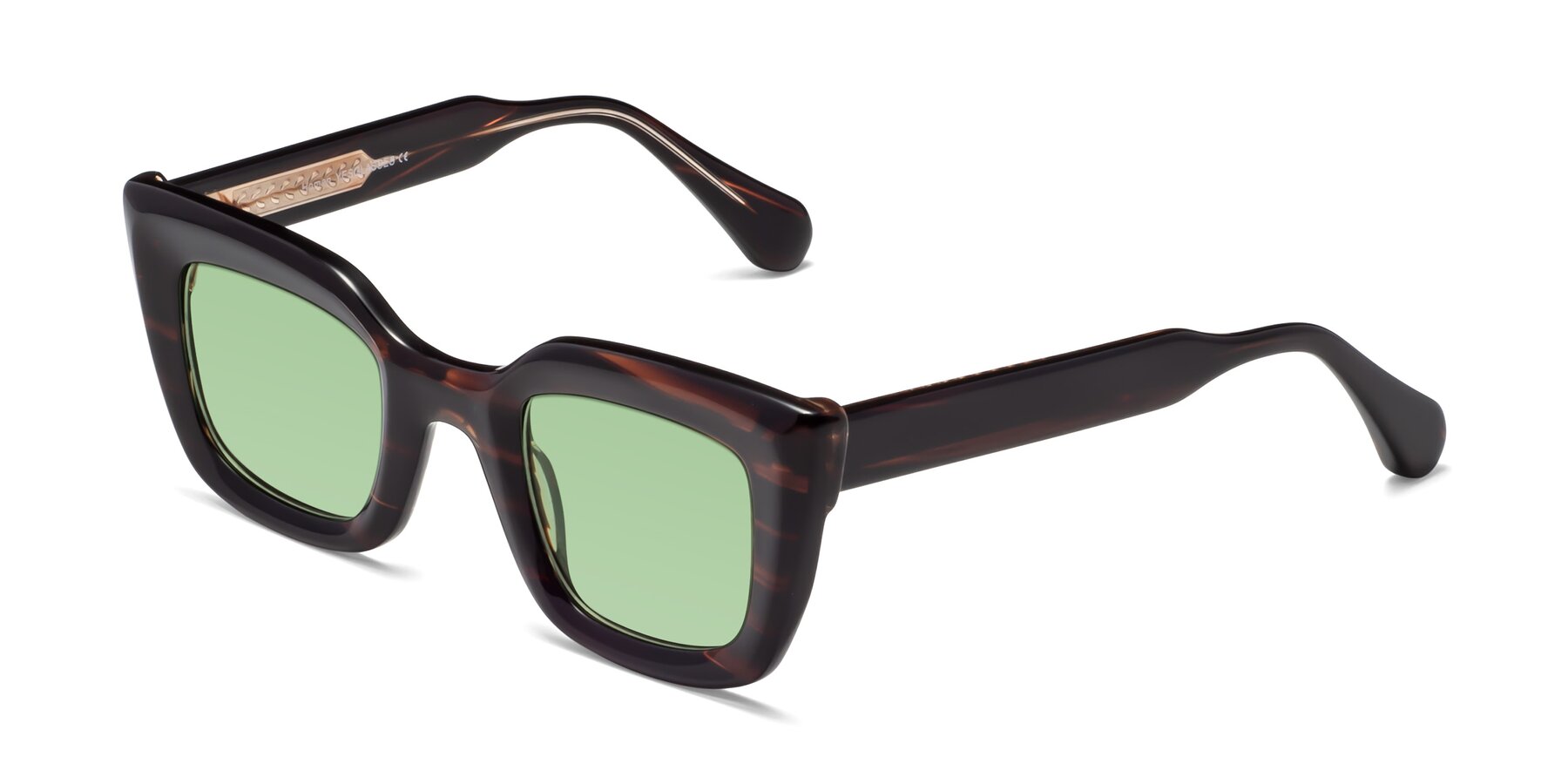 Angle of Homan in Dark Brown with Medium Green Tinted Lenses