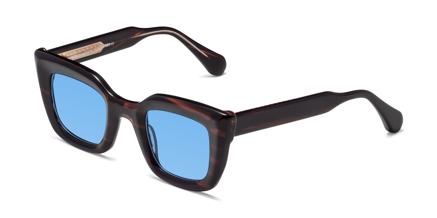 Angle of Homan in Dark Brown with Medium Blue Tinted Lenses